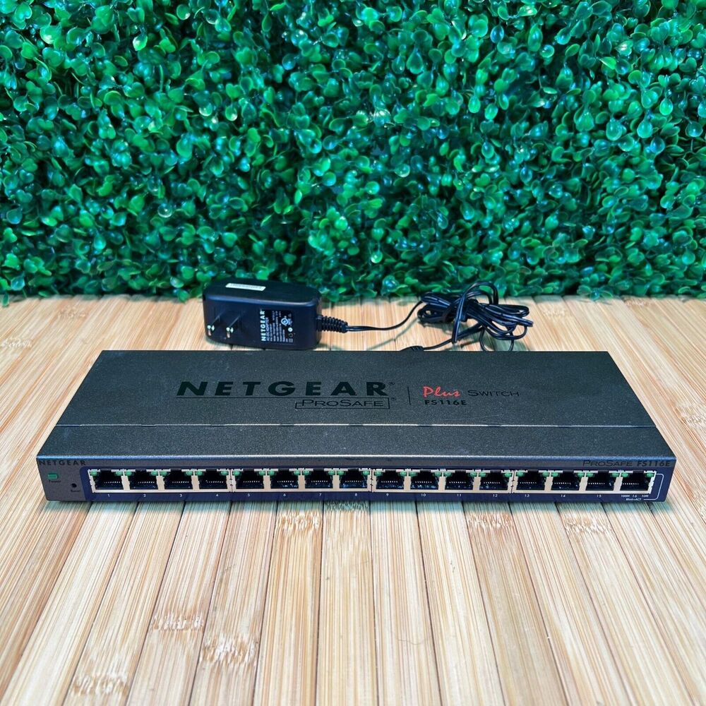 Netgear ProSafe Plus FS116E 16 Port 10/100 Fast Ethernet Switch with AC Adapter